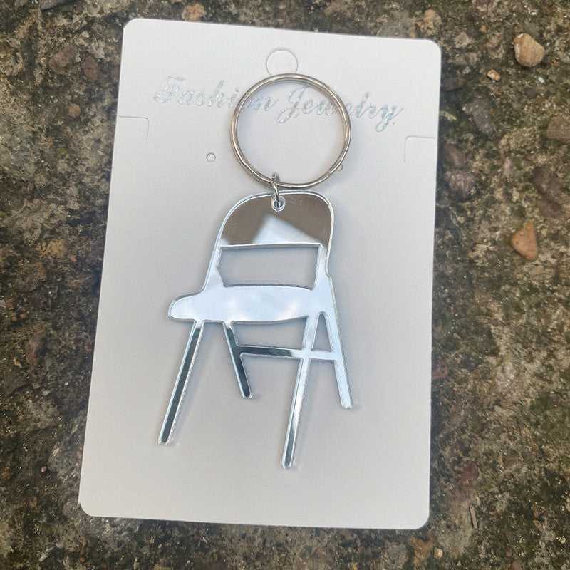 Wholesale Acrylic Leopard Print Mirror Mini Simulation Chair Keychain